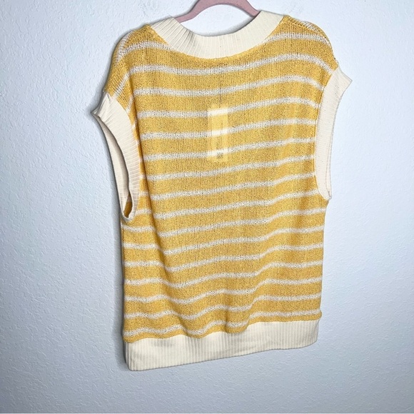 Zara Top Women Medium Vest Blouse Stripe Knit Oversized Preppy Sleeveless L - Picture 3 of 7